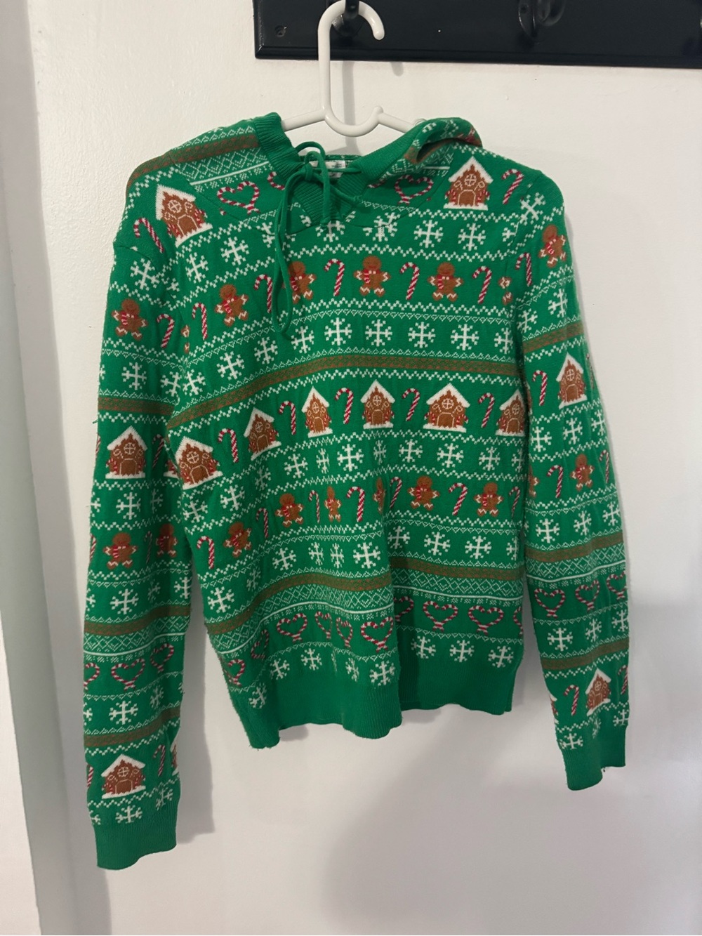 Green Gingerbread Fair Isle Hooded Sweater